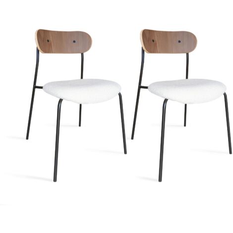 Lot de 2 chaises en tissu et dossier en finition noyer, GASTON