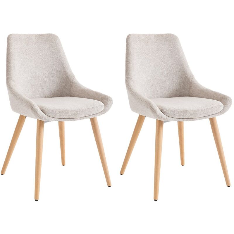 Vente-unique - Lot de 2 chaises en tissu et hêtre - Beige - masurie