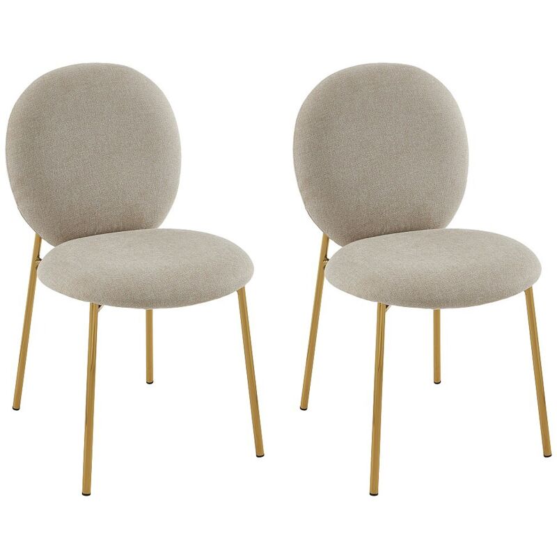 Pascal Morabito - Lot de 2 chaises en tissu et métal doré - Beige - astrena de