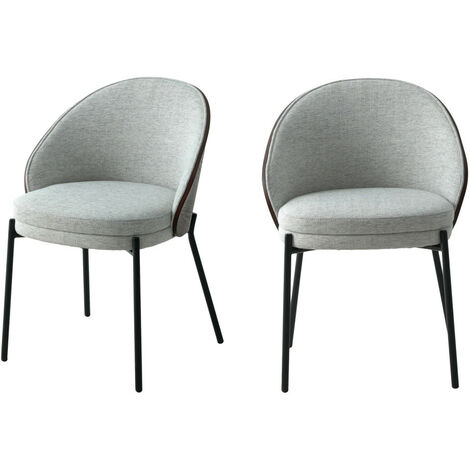 Lot de 2 chaises en tissu et métal - Gris clair - CANELAS