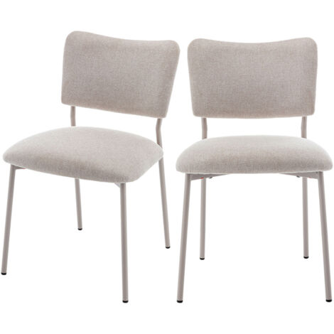 Lot de 2 chaises en tissu et métal pieds beiges - Beige - Vander