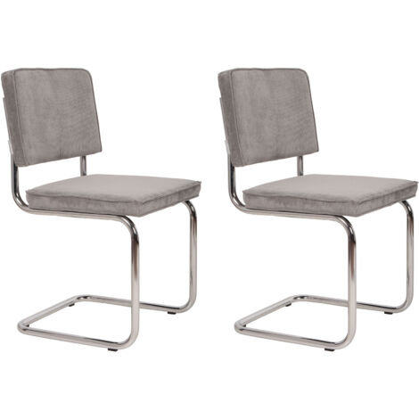 Lot de 2 chaises en tissu gris clair - RIDGE