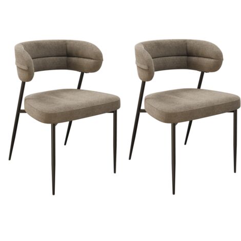 Lot de 2 Chaises en Tissu Intérieures Design AKANTE Londres Twill Beige 4 Pieds en Acier Laqué Noir Mat - CH142BG
