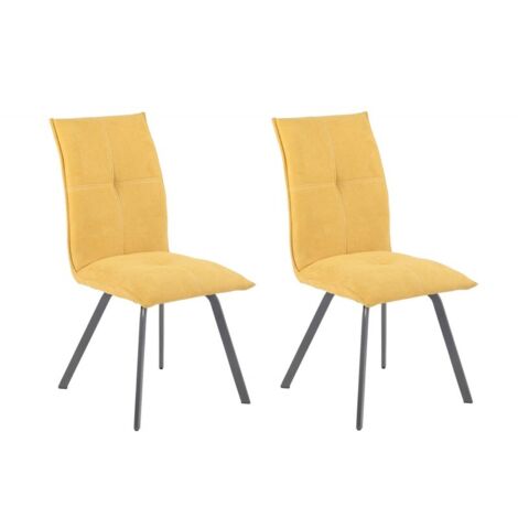 Lot de 2 chaises en tissu jaune avec piètement en métal - ARIA