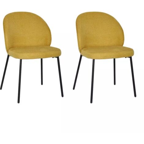 Lot de 2 chaises en tissu jaune pieds minimalistes métal noir - BLAIR