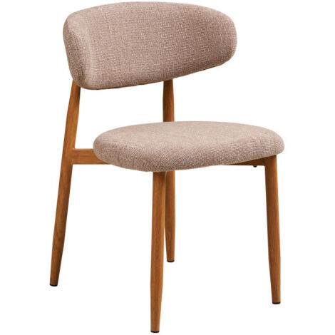 Lot de 2 chaises en tissu piètement effet bois - Beige - Levanto