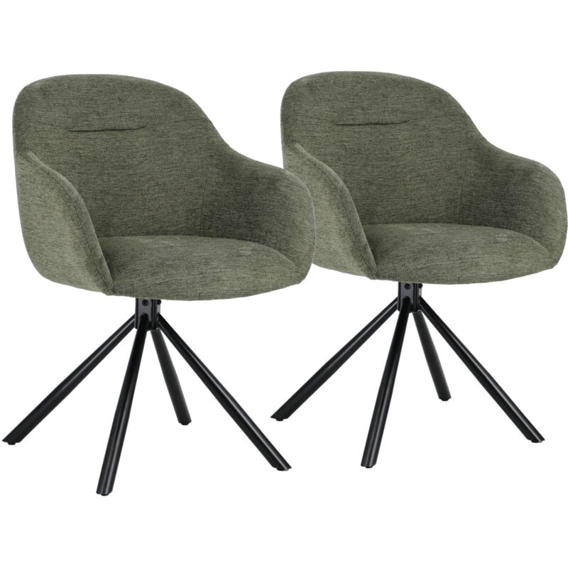 Happy Garden - Lot de 2 chaises en tissu vert saffi