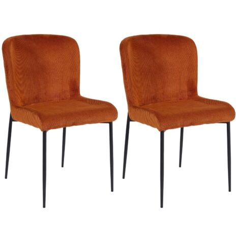 Lot De 2 Chaises Cantilever MARIA En Velours Côtelé Terracotta - Style Vintage, Assemblage Requis