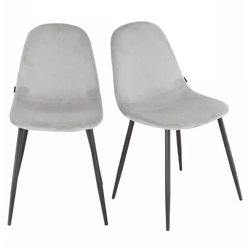 Meubletmoi - Lot de 2 chaises en velours gris clair avec pieds métal noir – biba 2