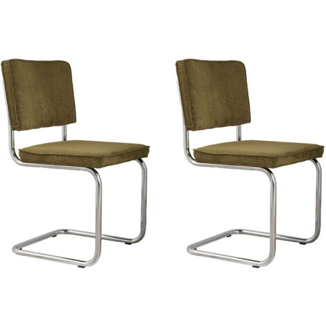 Lot de 2 chaises en tissu vert - RIDGE