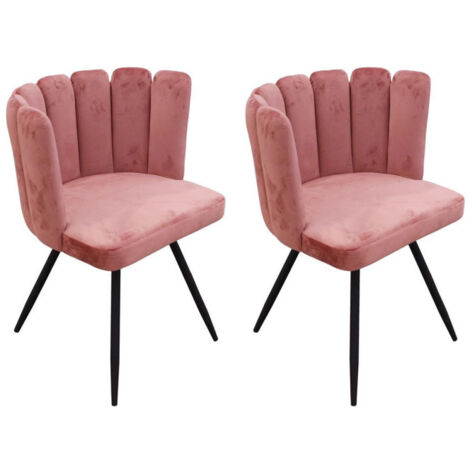 Lot de 2 Chaises en Velours "Ariel" 79cm Rose