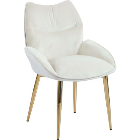 Lot de 2 chaises en velours Beige LOHA pied métal Gold