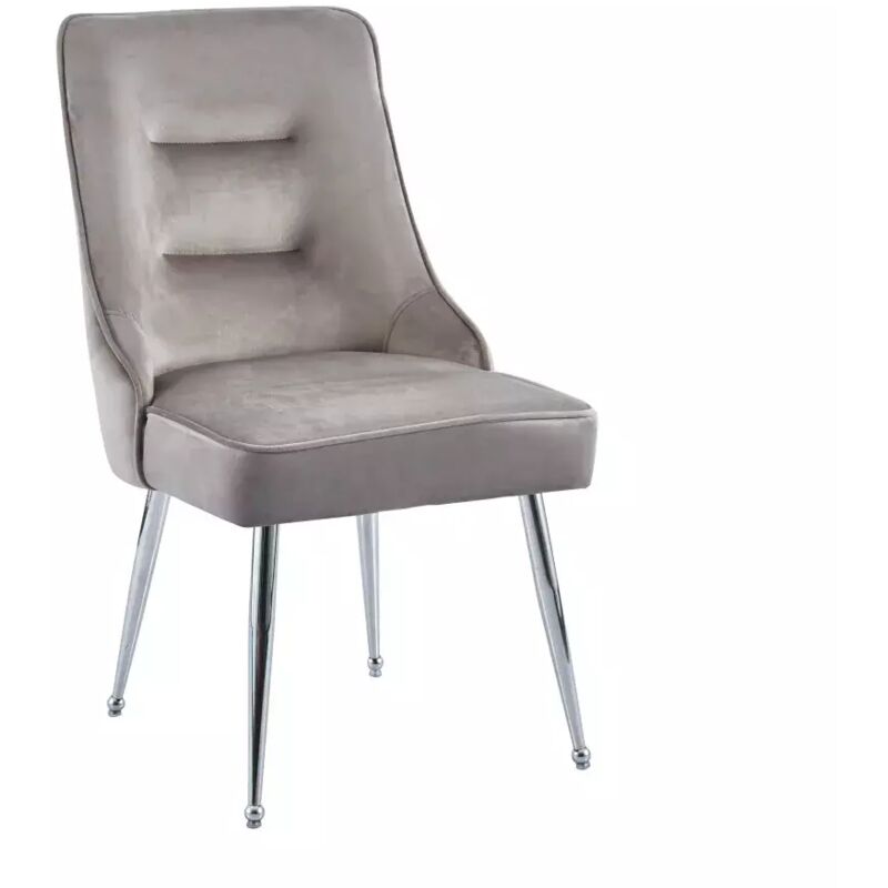 Lot de 2 chaises luxury ZIP en velours moka pieds chromés