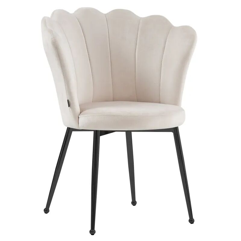 Homy France - Lot de 2 chaises en velours beige pieds en métal noir - nymphea - Beige