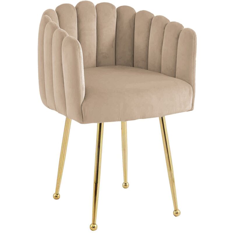 Deco In Paris - hayden - Chaise en velours beige pieds en métal doré hayden