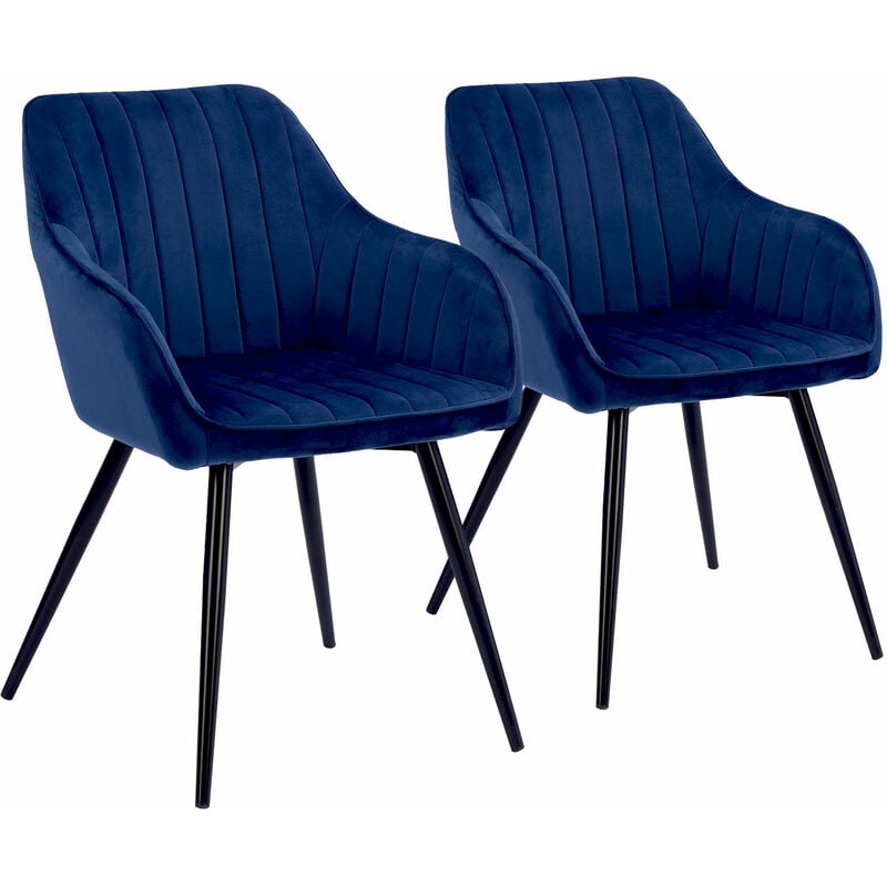 Happy Garden - Lot de 2 chaises en velours bertille bleues