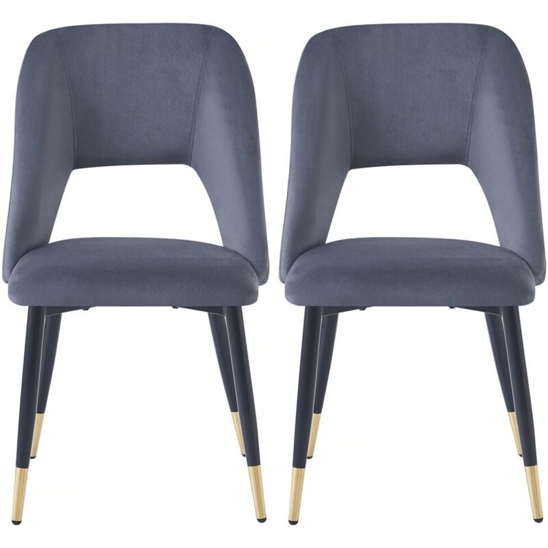 Habitat Et Jardin - Lot de 2 chaises en velours 'Coralie' - Gris