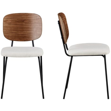 Lot de 2 chaises en velours côtelé beige - Naya