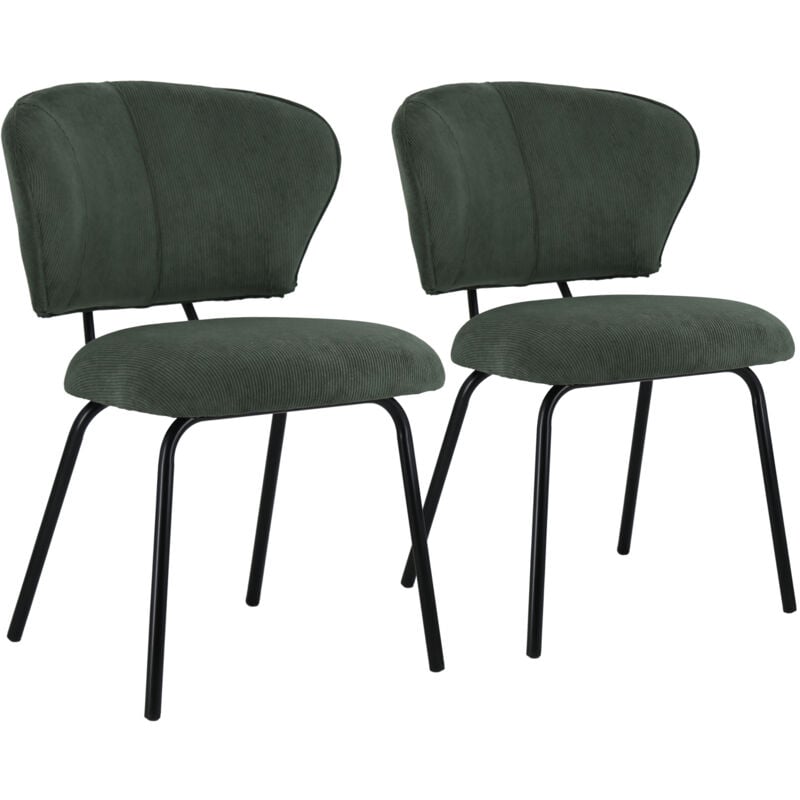 Happy Garden - Lot de 2 chaises en velours côtelé vertes nilsa