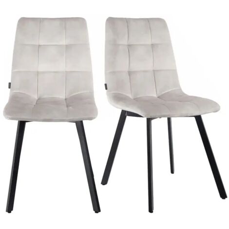 Lot de 2 chaises en velours écru avec pieds en métal noir - NAMI 2