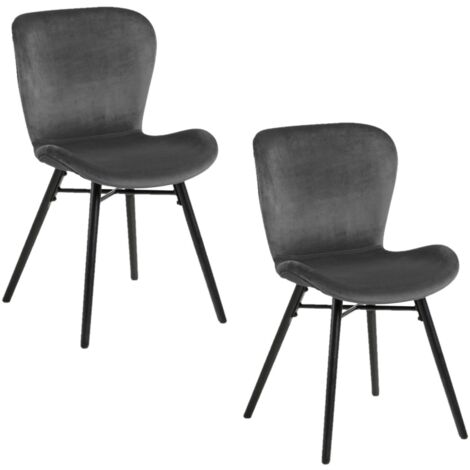 Lot de 2 chaises en velours et bois design moderne LUCIE