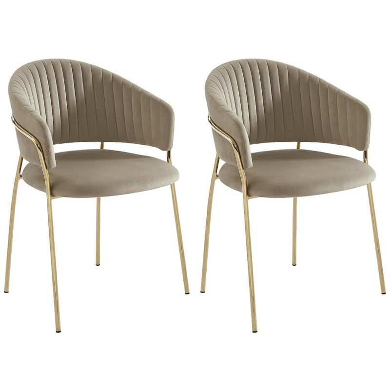 Pascal Morabito - Lot de 2 chaises en velours et métal doré - Beige - madolia de