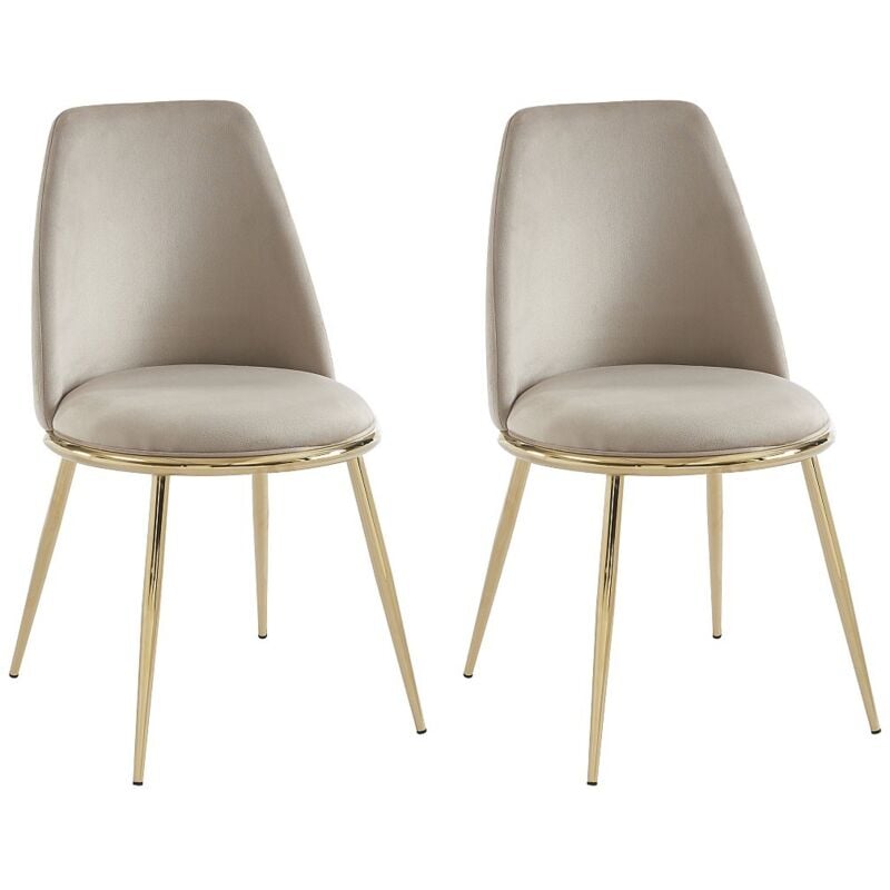 Pascal Morabito - Lot de 2 chaises en velours et métal doré - Beige - nebina de