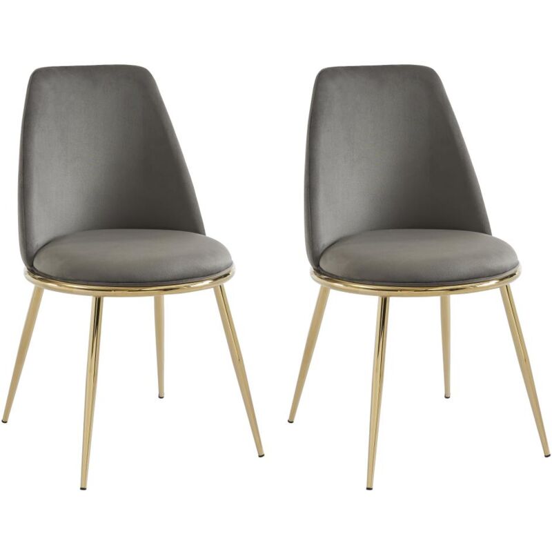 Pascal Morabito - Lot de 2 chaises en velours et métal doré - Gris - nebina de