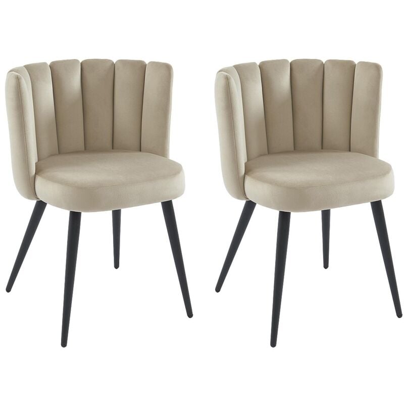 Lot de 2 chaises en velours et métal noir - Beige - pranila de Pascal Morabito