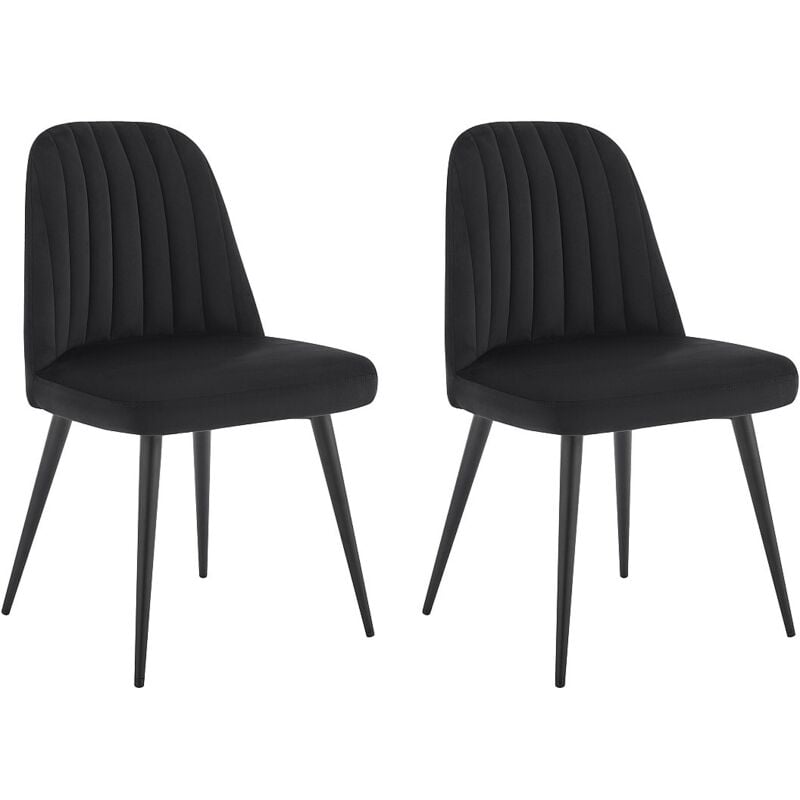 Vente-unique - Lot de 2 chaises en velours et métal - Noir - eleana