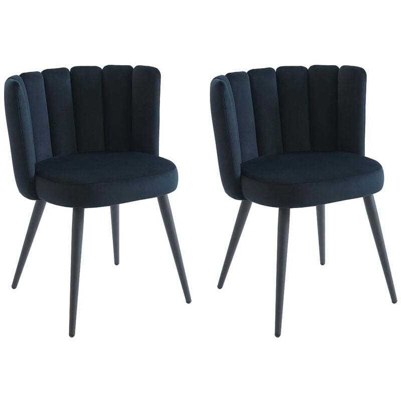 Pascal Morabito - Lot de 2 chaises en velours et métal - Noir - pranila de