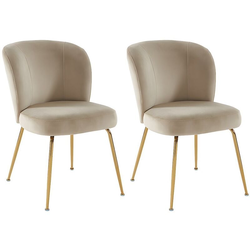 Lot de 2 chaises en velours et métal doré - Beige - POLPONA