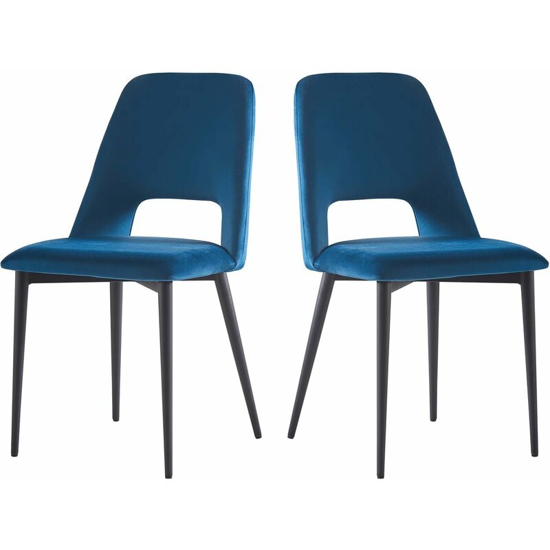 Habitat Et Jardin - Lot de 2 Chaises en velours 'Fedora' - Bleu foncé