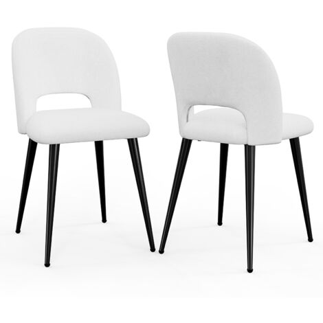 Lot de 2 Chaises en Velours Haut de Gamme - Dossier Haut Confortable & Pieds Métal Noir, Design Élégant pour Cuisine/Salle à Manger/Salon - Rembourrage Dense & Polyvalence Moderne
