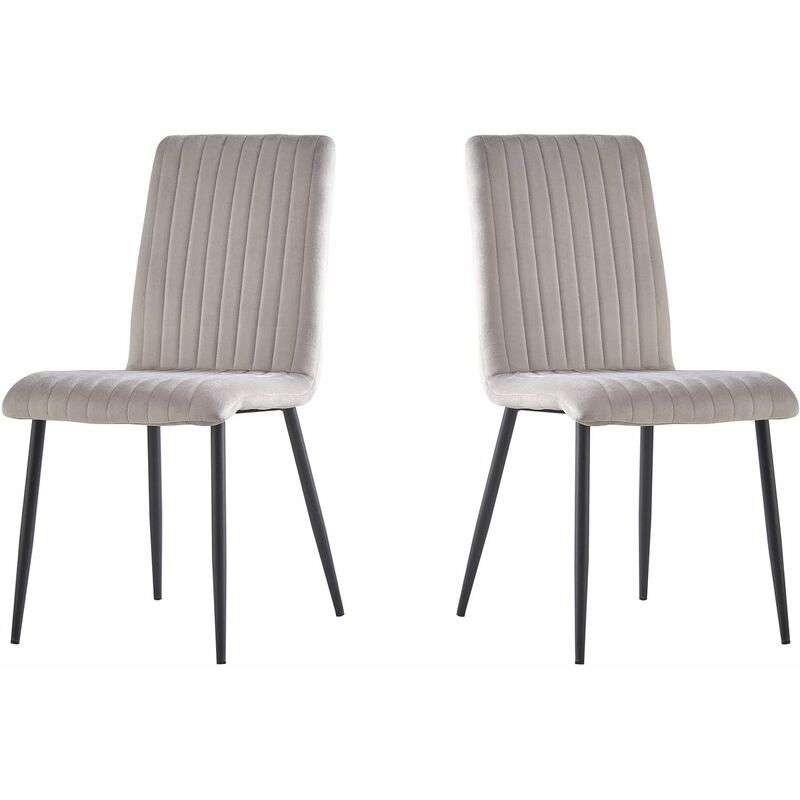 Lot de 2 chaises en velours "Henley" - Gris clair
