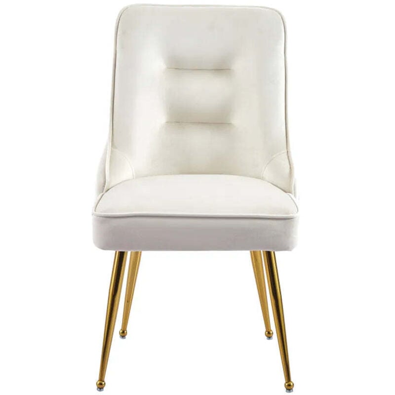 Homy France - Lot de 2 chaises luxury zip en velours beige pieds gold