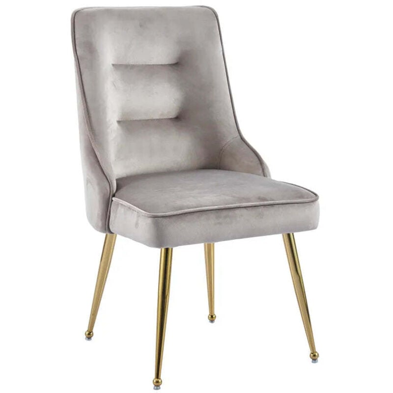 Homy France - Lot de 2 chaises luxury zip en velours moka pieds gold
