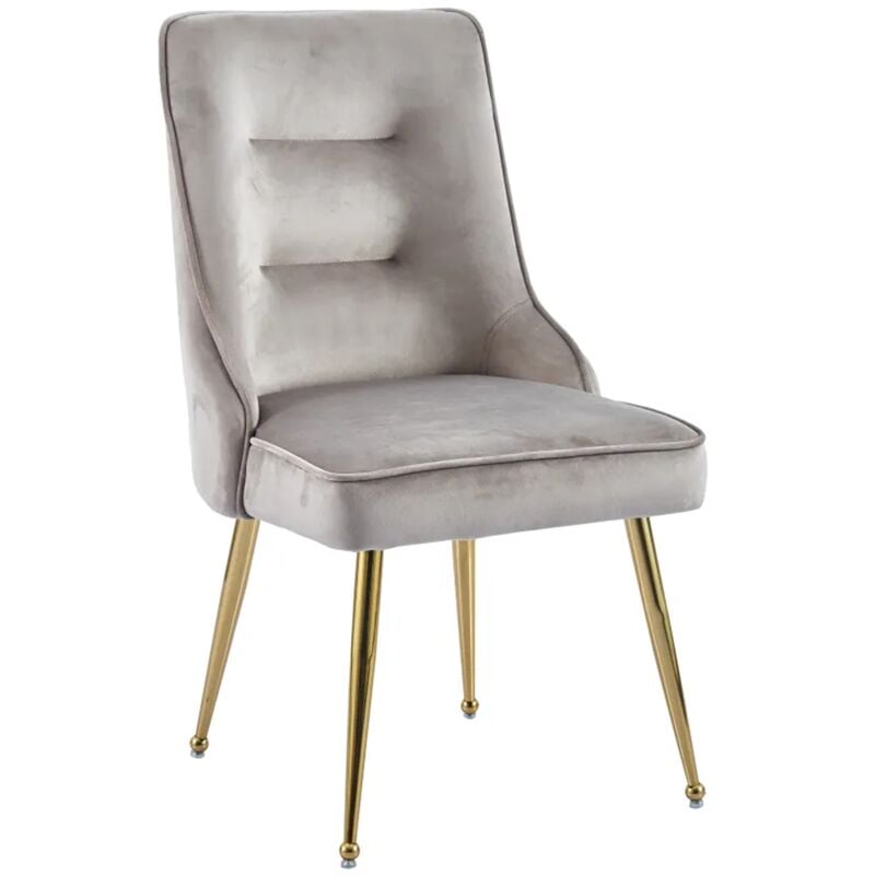 Homy France - Lot de 2 chaises luxury zip en velours noir pieds gold