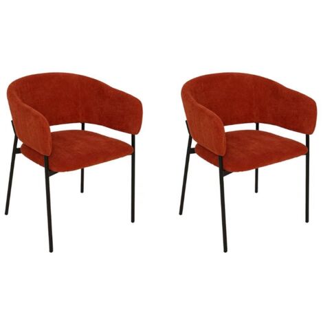 Lot de 2 chaises fauteuil rembourrés en velours côtelé ambre - Longueur 59 x Profondeur 55 x Hauteur 78,5 cm
