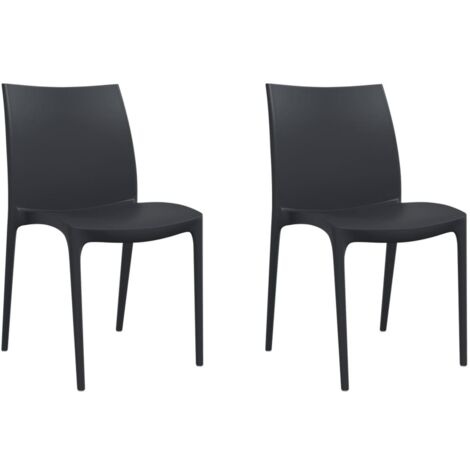 Lot de 2 Chaises/Fauteuils de jardin anthracite 50x46x80 cm polypropylène -TF21225