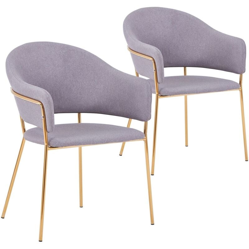 Cotecosy - Lot de 2 chaises/fauteuils Ulrick Tissu Gris