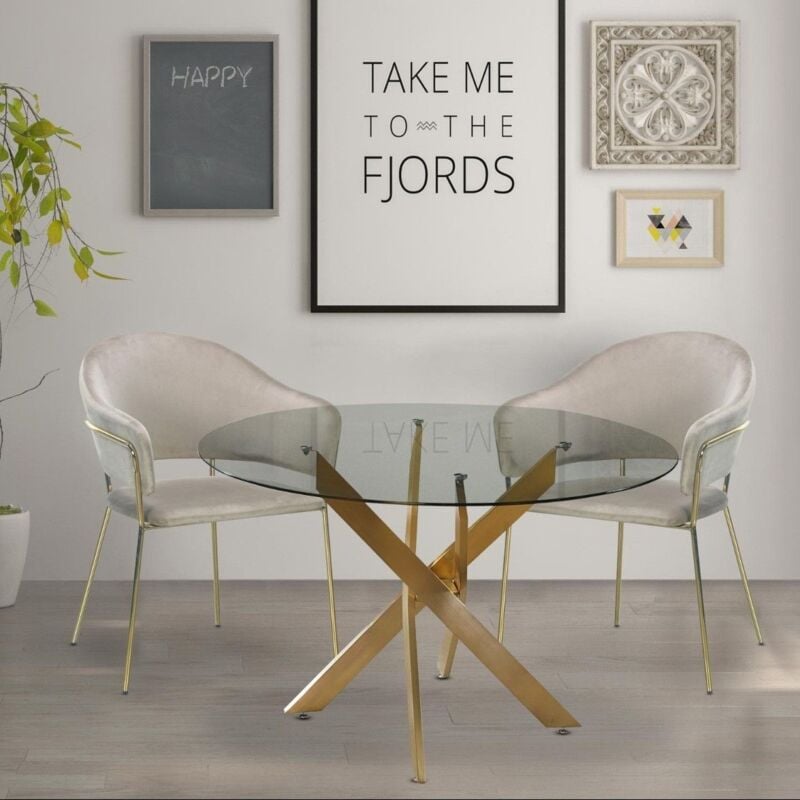 Lot de 2 chaises/fauteuils Ulrick Velours Taupe