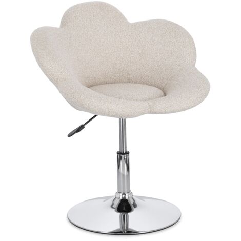 Lot de 2 chaises fleur 69x55x81 cm en tissu bouclette beige - FIORY