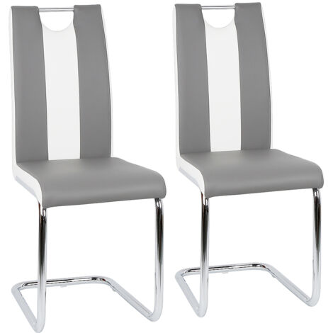 Lot de 2 chaises gris et blanches pour salle à manger