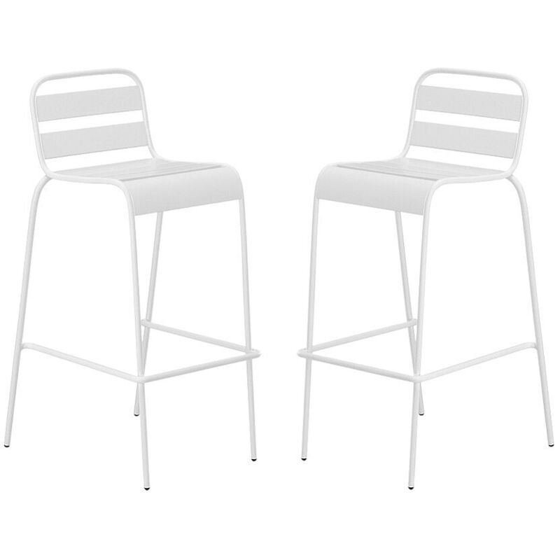 Lot de 2 chaises hautes de jardin empilables en métal - Blanc - mirmande de mylia