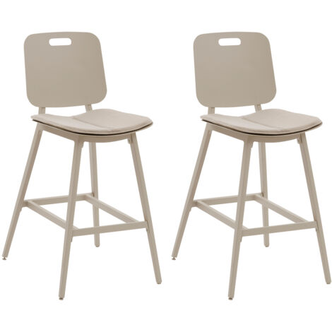 Lot de 2 chaises hautes de jardin Terzano argile & beige aluminium - Hespéride
