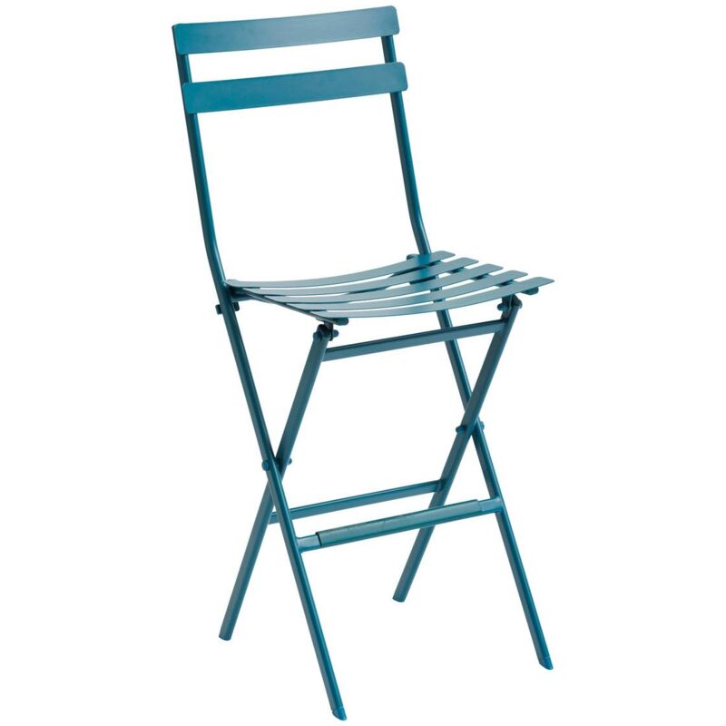 Lot de 2 chaises hautes pliantes de jardin Greensboro bleu canard en acier traité époxy - Hespéride - Bleu canard