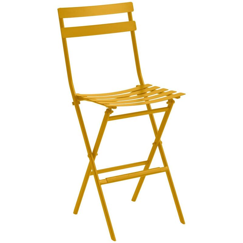 Lot de 2 chaises hautes pliantes de jardin Greensboro jaune moutarde en acier traité époxy - Hespéride - Jaune moutarde