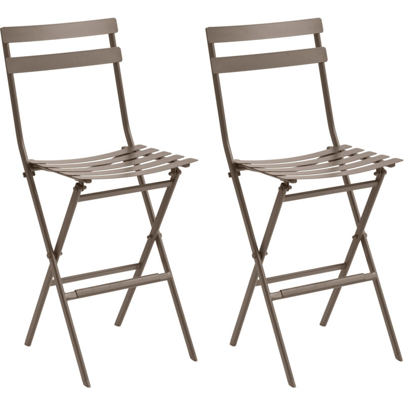 Hesperide - Lot de 2 chaises hautes pliantes de jardin Greensboro tonka en acier traité époxy - Hespéride