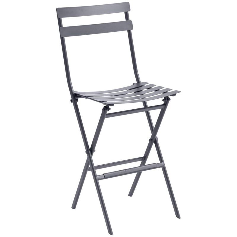 Hesperide - Lot de 2 chaises hautes pliantes de jardin Greensboro graphite en acier traité époxy - Hespéride - Graphite